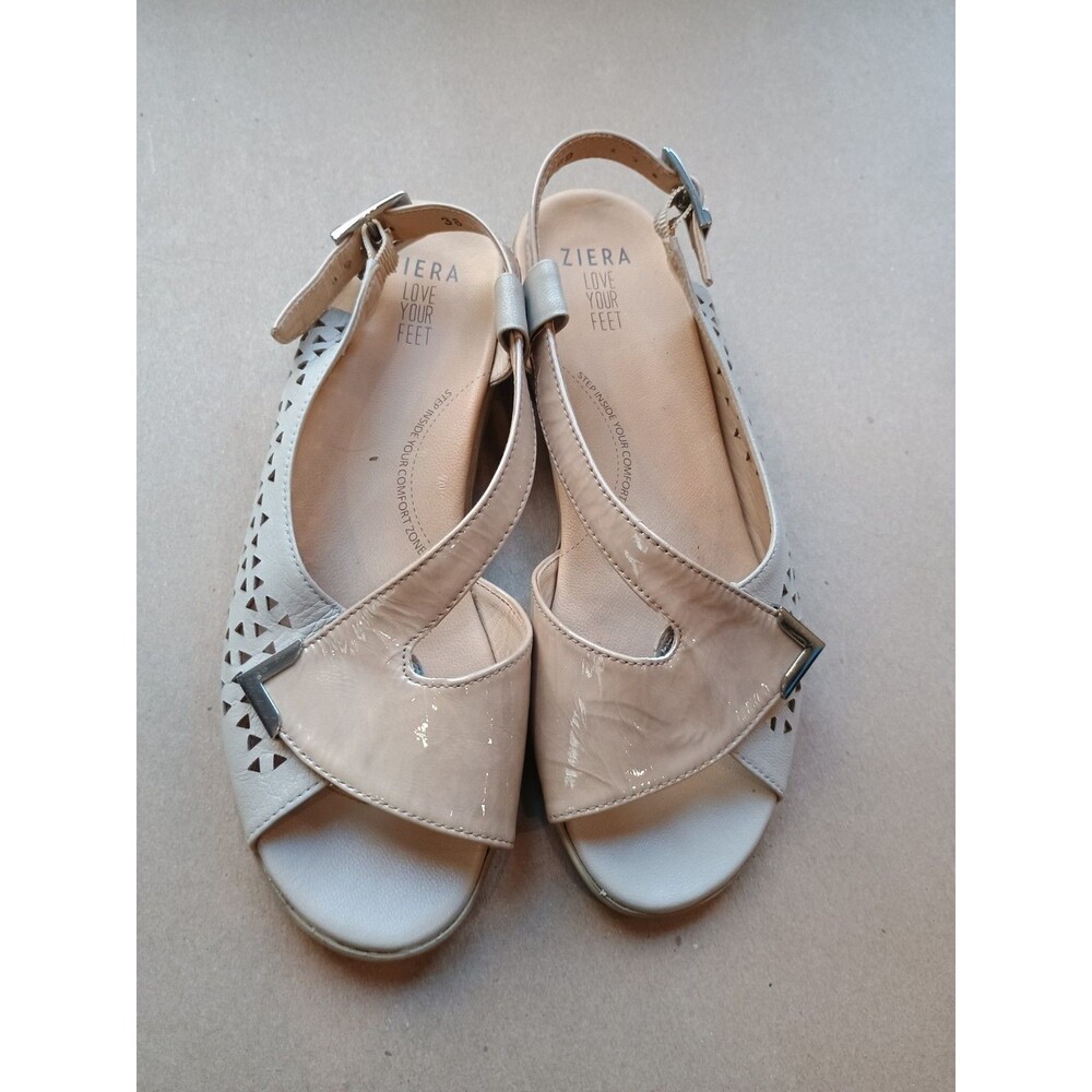 Ziera Zimmer Women's Wedge Comfort Sandal Beige Tan Sz 38  US 7.5